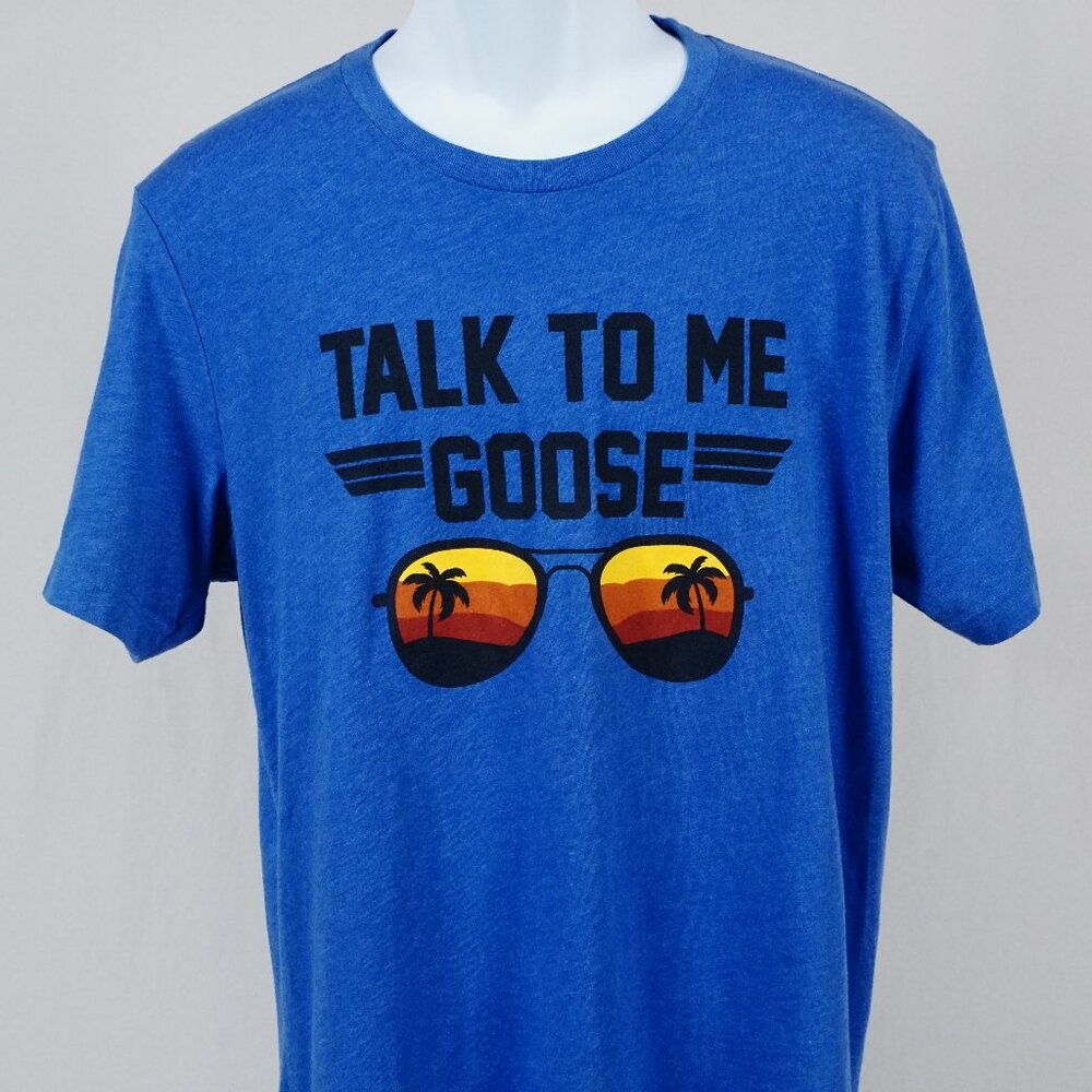 Talk to Me Goose Sunset Graphic Unisex Blue Tee T-Shirt Medium